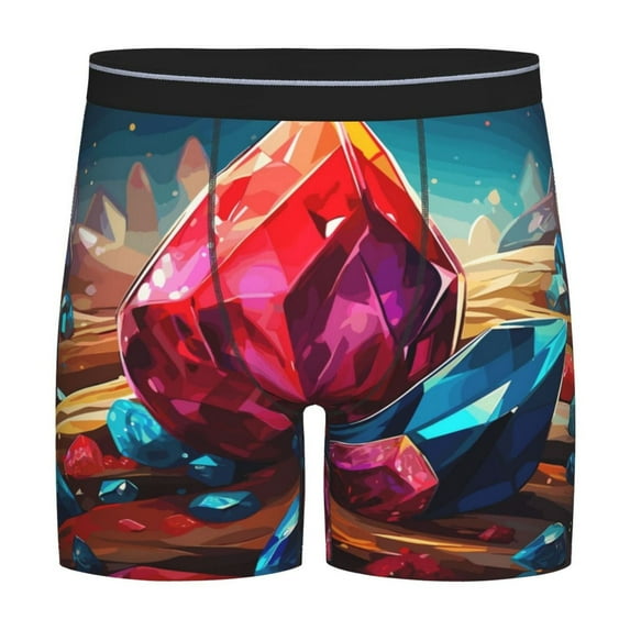 Rateoe Colorful Stone World Print Men’s Underwear Boxer Briefs Soft Comfortable Underwear Boxer Briefs, Long Leg Briefs,Anti-chafing Boxer Briefs