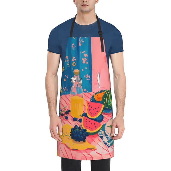 Rateoe Colorful Summer Fruit Table Aprons with Pocket,Men Womens Aprons Waterproof Adjustable Cooking Aprons for Kitchen Gardening and Salon
