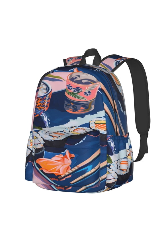 Colorful Sushi Food Art Pattern Student Backpack,Backpack for School,Lightweight Bag,Travel Backpack,Outdoor Backpack,Large Capacity Backpack