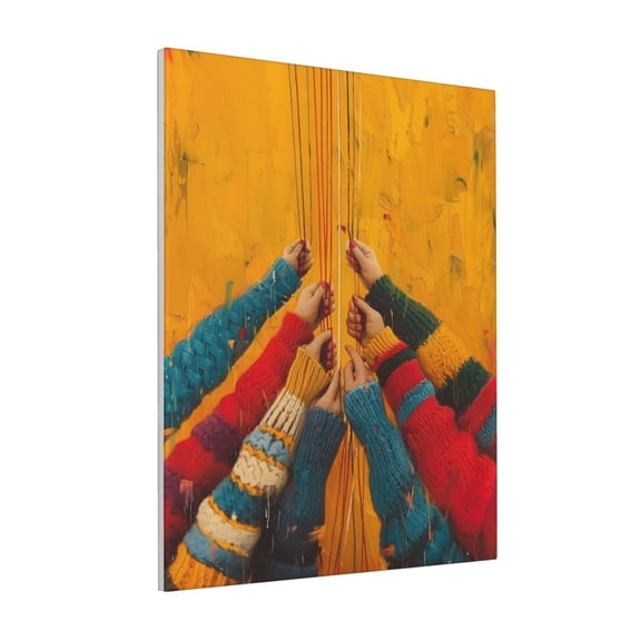 Rateoe Colorful Sweaters And Strings Pattern Decorative Picture – Unique Modern Wall Art, Ready-to-Hang Canvas Print for Home (Vertical)