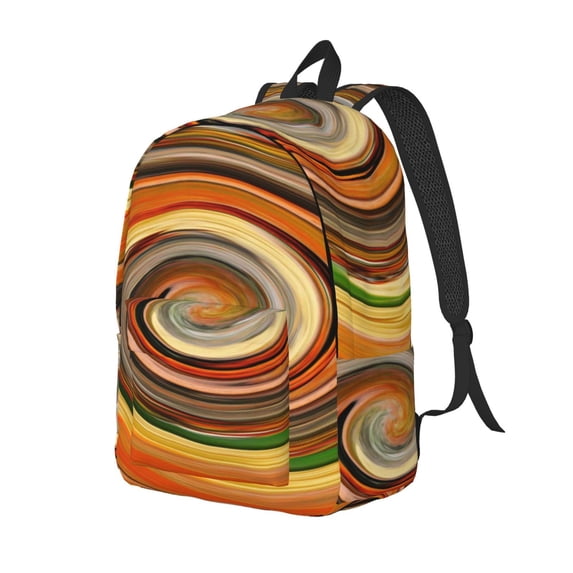 Rateoe Colorful Swirl Pattern Durable Canvas Backpack for Men & Women – Stylish & Lightweight – Adjustable Straps, Multiple Pockets – Fits 15-17 Inch LaptopsSmall