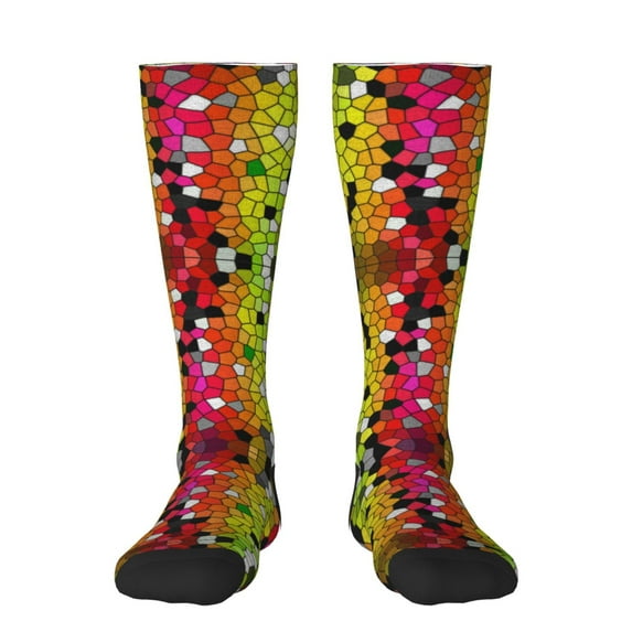 Rateoe Colorful Tie Dye Stained Glass 1 Pattern Women’s Knee High Crew Socks,Trouser Socks Comfortable, Breathable, Moisture-Wicking and Soft