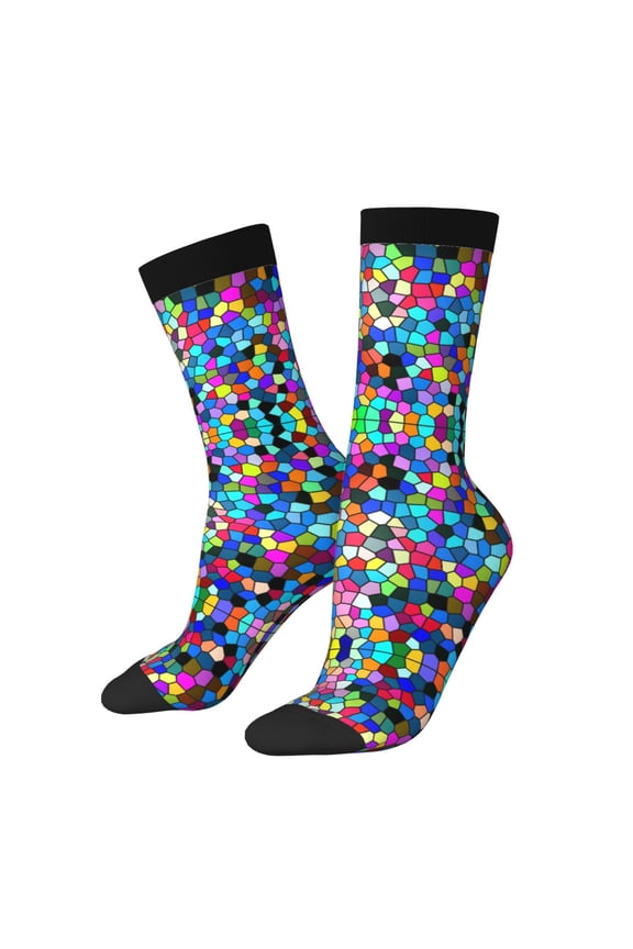 Colorful Tie Dye Stained Glass 2 for Women Casual Calf Socks - Cute Crew Socks - Thin Soft Above Ankle Socks Size 5-11