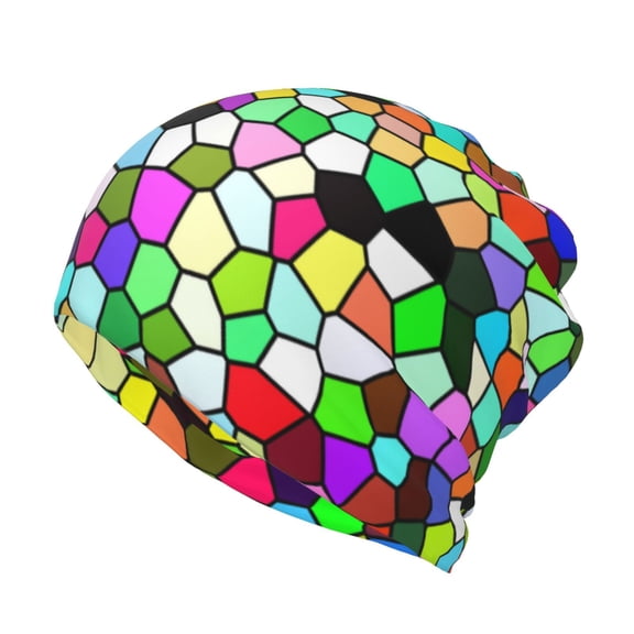 Rateoe Colorful Tie Dye Stained Glass Cotton Slouchy Beanie Hat for Men/Women,Lightweight Oversize Large Thin Skull Cap Night Sleeping Cap