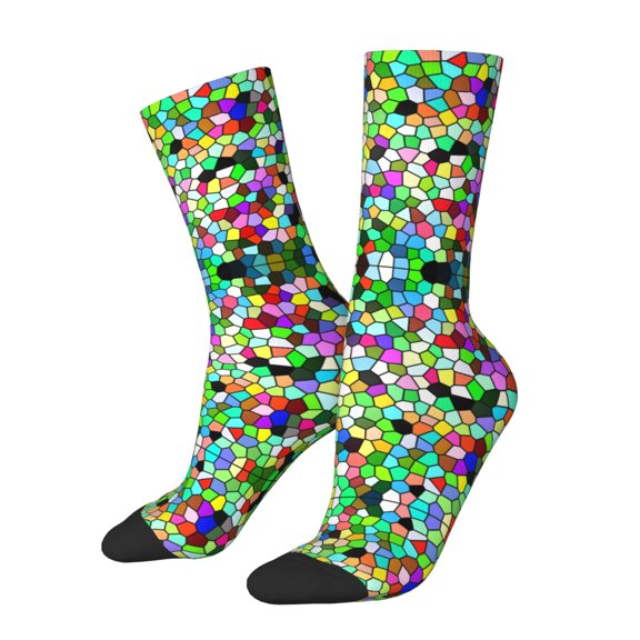 Rateoe Colorful Tie Dye Stained Glass for Women Casual Calf Socks - Cute Crew Socks - Thin Soft Above Ankle Socks Size 5-11
