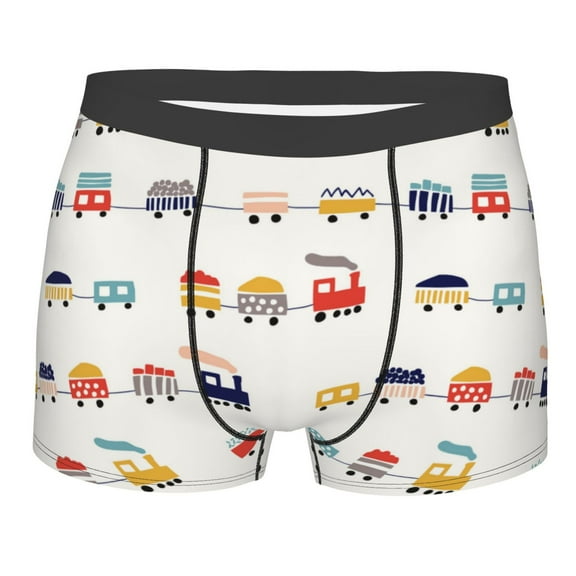 Rateoe Colorful Trains Mens Boxer Briefs Poly Spandex Performance Boxer Briefs Underwear Hem Boxer Briefs - XX-Large