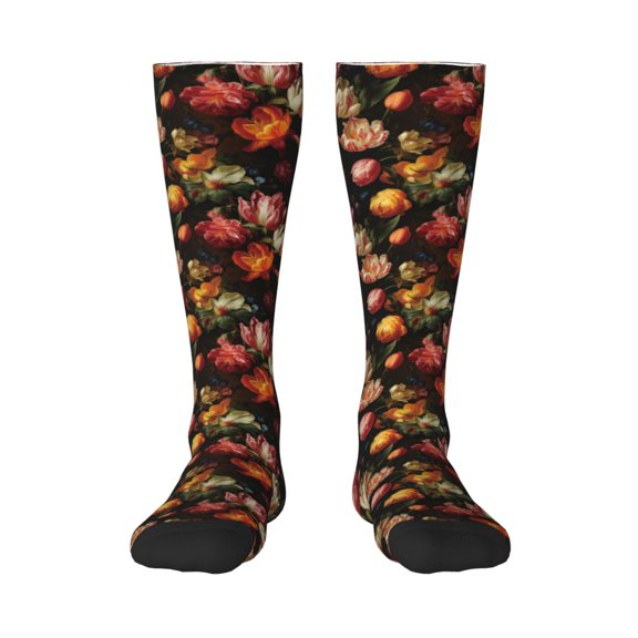 Rateoe Colorful Tulips Pattern Women’s Knee High Crew Socks,Trouser Socks Comfortable, Breathable, Moisture-Wicking and Soft