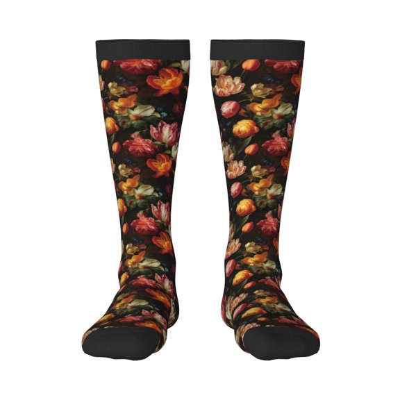 Rateoe Colorful Tulips Pattern Women’s Knee High Crew Socks,Trouser Socks Comfortable, Breathable, Moisture-Wicking and Soft