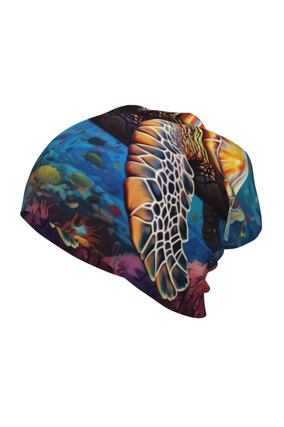 Colorful Underwater Sea Turtle Kids Beanie Warm Knit Beanie Hats Boys Girls Winter Hat Soft Slouchy Hats for Kids
