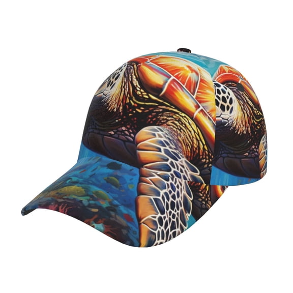 Rateoe Colorful Underwater Sea Turtle Pattern Mens Baseball Cap Adjustable Curved Brim Hat, Soft Cotton Sports Cap for Outdoor, Casual, and Everyday Wear, Comfortable & Breathable