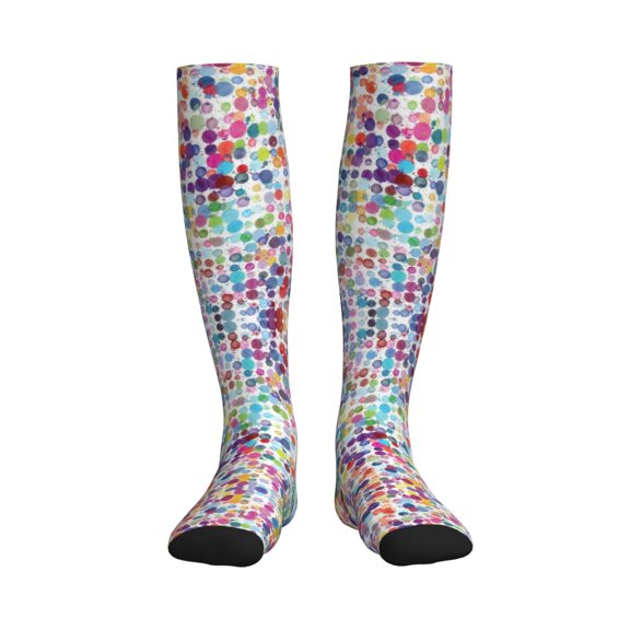 Rateoe Colorful Watercolor Dots Compression Socks for Women and Men 20-30mmHg-Circulation Support Socks Knee High Nurse Pregnant Running Medical and Travel Athletic