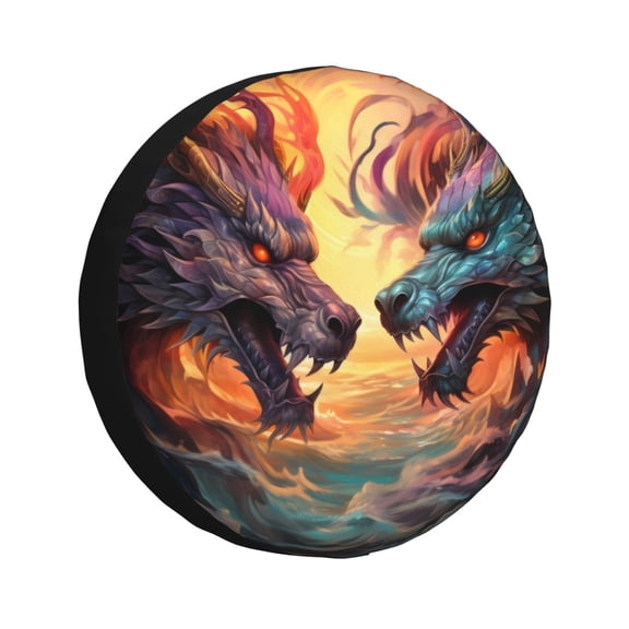 Rateoe Colorful Wave Dragon Head Pattern Tire Cover Wheel Protectors Weatherproof Wheel Covers Universal Fit for Trailer Rv SUV Truck Camper Travel Trailers Accessories-14 inch