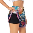 thumbnail image 1 of Rateoe Colorful Whimsical Earth Printed 2 in 1 Women's Workout Shorts for Athletic Gym Running Shorts with Phone Pockets-Small, 1 of 7