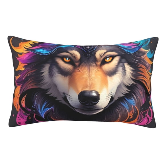 Rateoe Colorful Wolf Head Pattern Pillow Covers with Invisible Zipper(Pillows are not Included) Standard Pillowcases-16"x24"