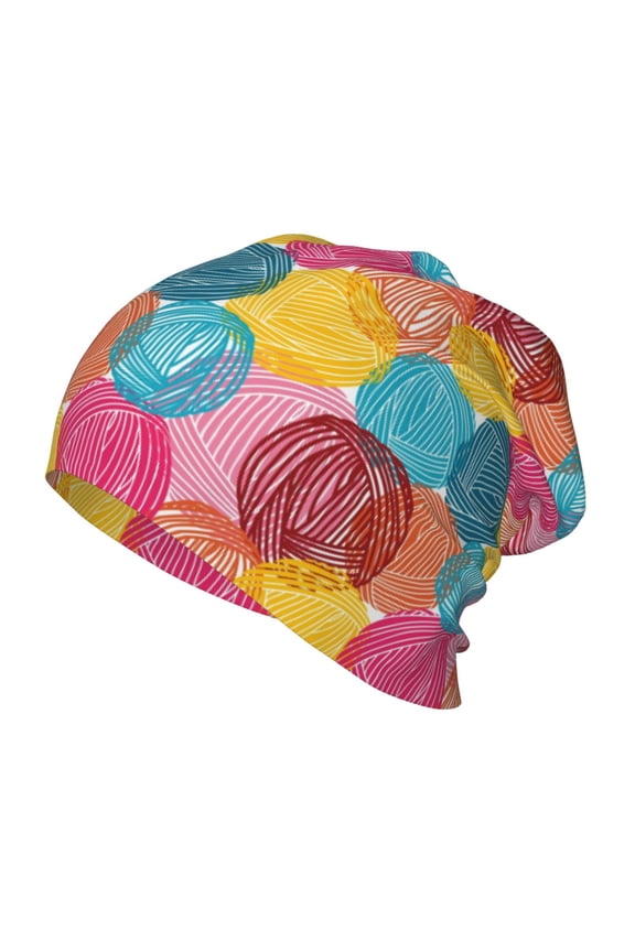 Colorful Wool Balls Kids Beanie Warm Knit Beanie Hats Boys Girls Winter Hat Soft Slouchy Hats for Kids