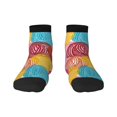 thumbnail image 1 of Rateoe Colorful Wool Balls Pattern Quarter Crew Socks,Toe Seamed Ankle Socks,Cotton Cushioned Breathable Athletic Crew Sports Socks, 1 of 7