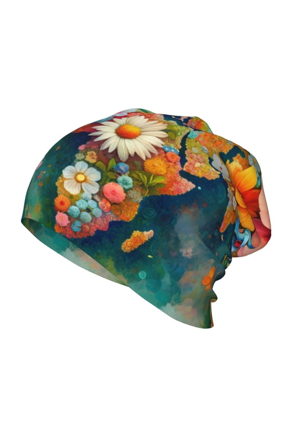 Colorful World Map Kids Beanie Warm Knit Beanie Hats Boys Girls Winter Hat Soft Slouchy Hats for Kids