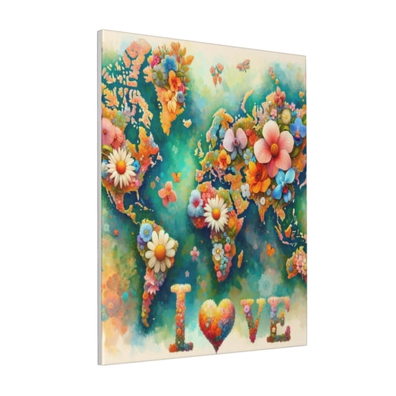 Rateoe Colorful World Map Pattern Decorative Picture – Unique Modern Wall Art, Ready-to-Hang Canvas Print for Home (Vertical)