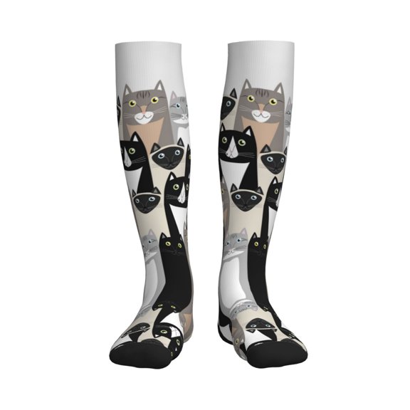 Rateoe Colors Cats Compression Socks for Women and Men 20-30mmHg-Circulation Support Socks Knee High Nurse Pregnant Running Medical and Travel Athletic