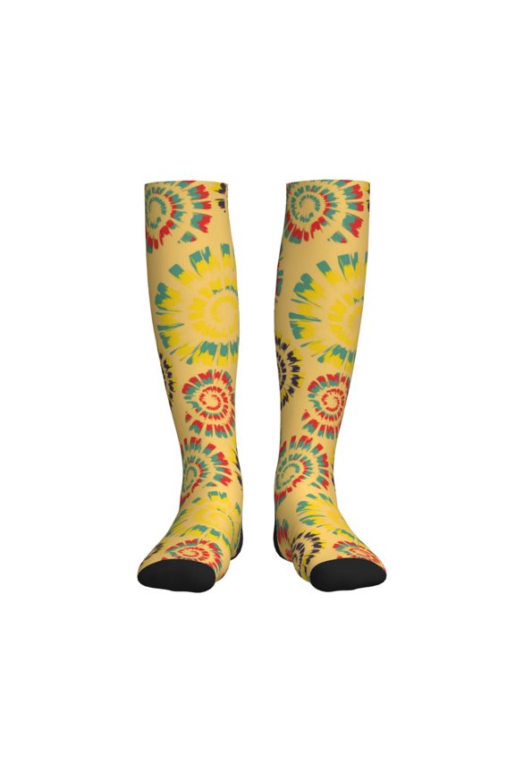 Colourful Tie Dye 1 Compression Socks for Women and Men 20-30mmHg-Circulation Support Socks Knee High Nurse Pregnant Running Medical and Travel Athletic