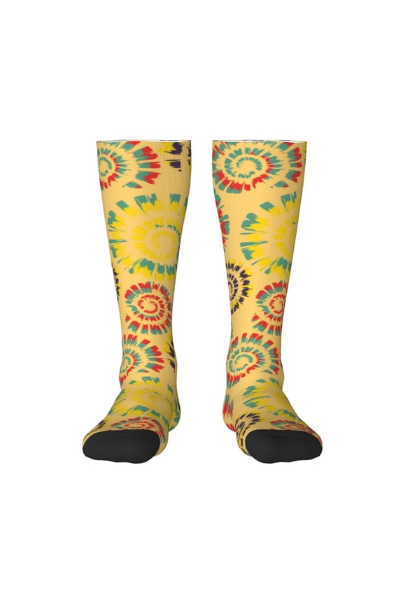 Colourful Tie Dye 1 Pattern Women’s Knee High Crew Socks,Trouser Socks Comfortable, Breathable, Moisture-Wicking and Soft