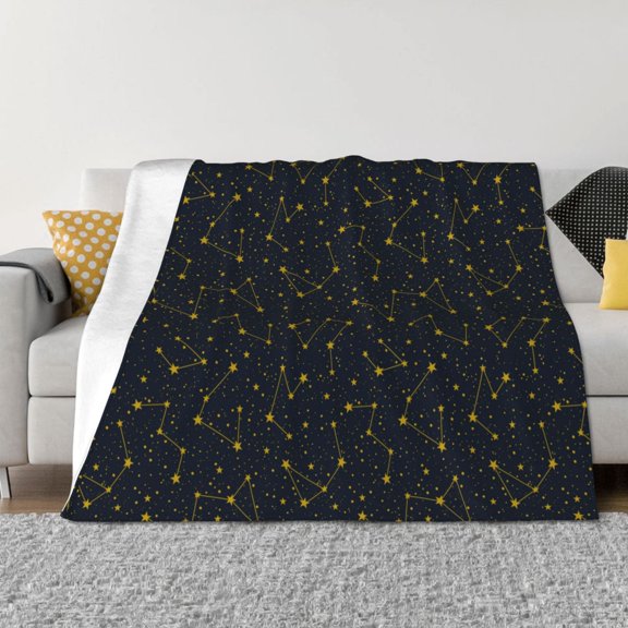 Rateoe Constellation Pattern Flannel Throw Blanket, Ultra-soft Blanket for Bed, Couch, Car, Hypoallergenic Anti-pilling blanket-50"x40"(Horizontal)