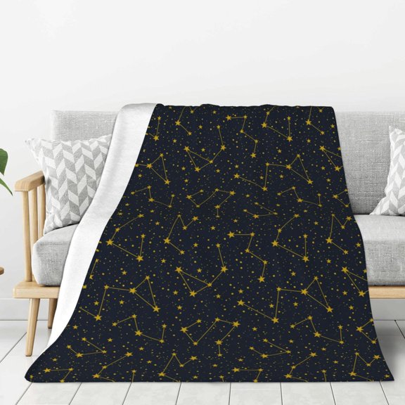 Rateoe Constellation Pattern Flannel Throw Blanket, Ultra-soft Blanket for Bed, Couch, Car, Hypoallergenic Anti-pilling blanket-60"x50"(Vertical)
