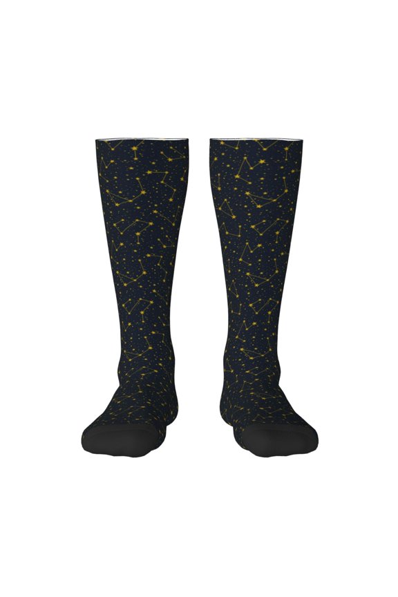 Constellation Pattern Women’s Knee High Crew Socks,Trouser Socks Comfortable, Breathable, Moisture-Wicking and Soft