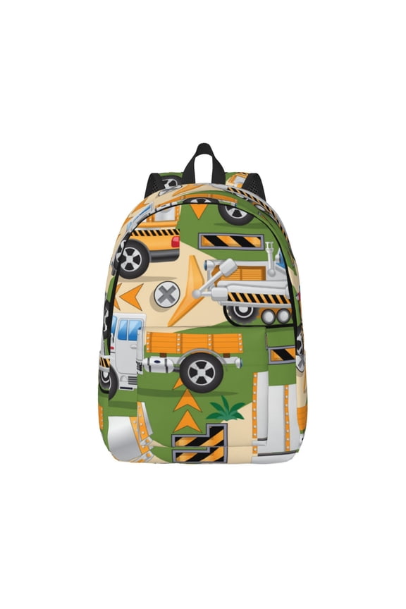 Construction Machinery1 Pattern Canvas College Laptop Backpack,Travel Daypack,Durable Rucksack Travel Notebook Bag School Backpack Book Bag for Men Women-Small