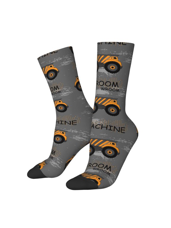 Construction Machines for Women Casual Calf Socks - Cute Crew Socks - Thin Soft Above Ankle Socks Size 5-11