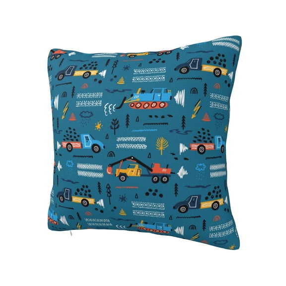 Rateoe Construction Trucks Pattern Throw Pillow Cover Premium Pillow Stuffer Sham Square for Decorative Cushion Bed Couch Sofa(Pillow insert not included)