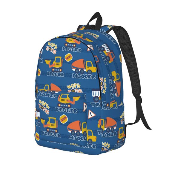 Rateoe Construction Vehicles Pattern Durable Canvas Backpack for Men & Women – Stylish & Lightweight – Adjustable Straps, Multiple Pockets – Fits 15-17 Inch LaptopsMedium