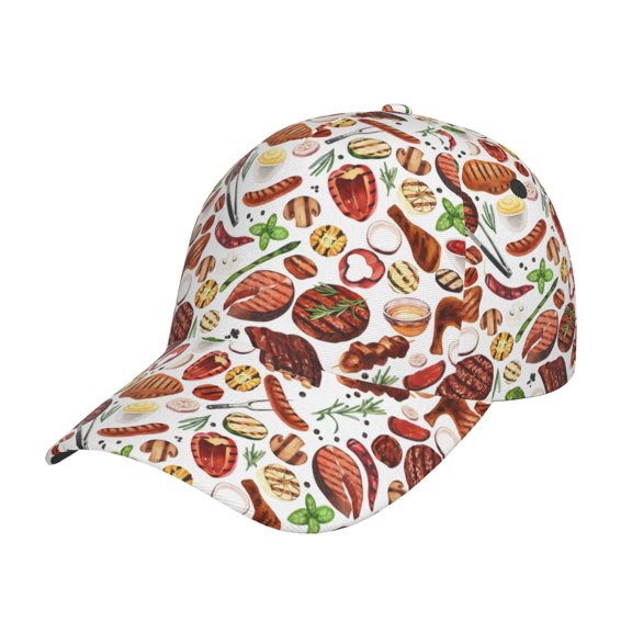 Rateoe Cooking Bbq Pattern Men’s Baseball Cap – Adjustable Curved Brim Hat, Soft Cotton Sports Cap for Outdoor, Casual, and Everyday Wear, Comfortable & Breathable