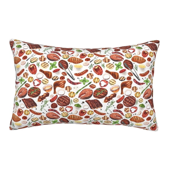 Rateoe Cooking Bbq Pattern Pillow Covers with Invisible Zipper(Pillows are not Included) Standard Pillowcases-16"x24"