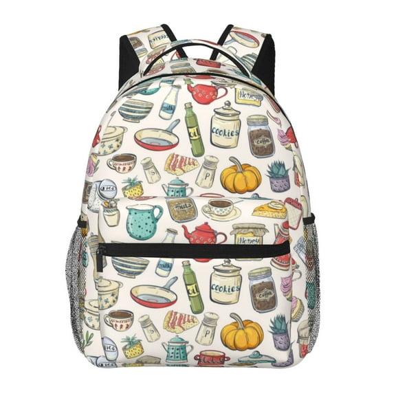 Rateoe Cooking Utensils Pattern Casual Backpack for School, Work, Travel  Adjustable Straps, Multiple Compartments  Ergonomic Design, Fits Laptops and Tablets