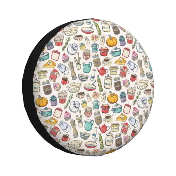 Rateoe Cooking Utensils Pattern Tire Cover Wheel Protectors Weatherproof Wheel Covers Universal Fit for Trailer Rv SUV Truck Camper Travel Trailers Accessories-14 inch