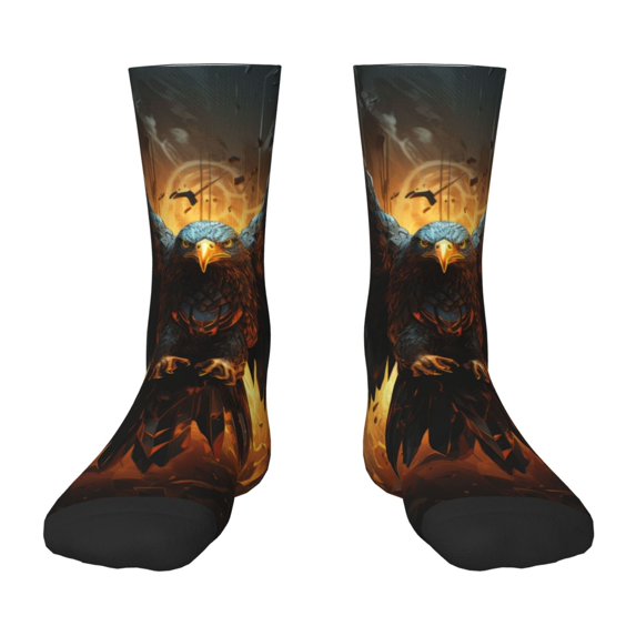 Rateoe Cool Black Eagle Pattern Children's Socks, Socks Gifts ,kids Crew Soft Cotton Socks , Moisture-Wicking, Durable, Ideal for Daily Wear & Sports