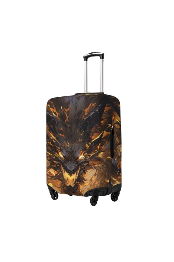 Cool Black Gold Dragon Printed Luggage Cover, Suitcase Protector Fits 18-32 Inch Luggage-Small