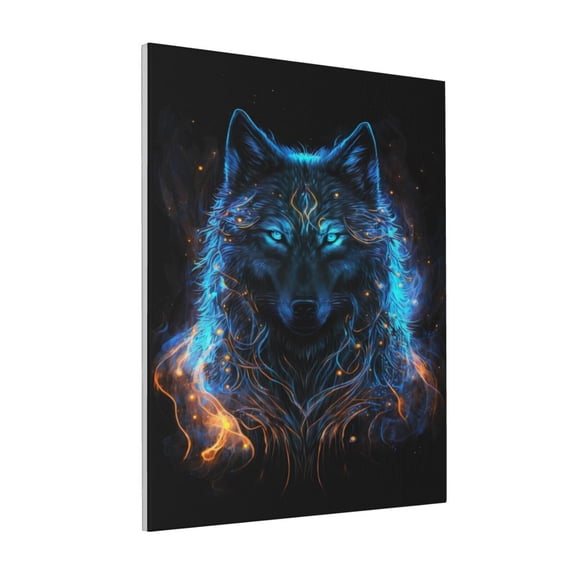 Rateoe Cool Blue Light Wolf Pattern Decorative Picture – Unique Modern Wall Art, Ready-to-Hang Canvas Print for Home (Vertical)