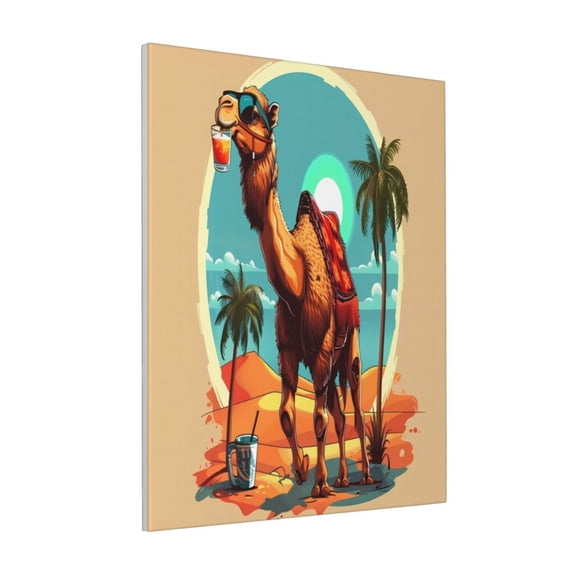 Rateoe Cool Camel Oasis Vibes Pattern Decorative Picture – Unique Modern Wall Art, Ready-to-Hang Canvas Print for Home (Vertical)