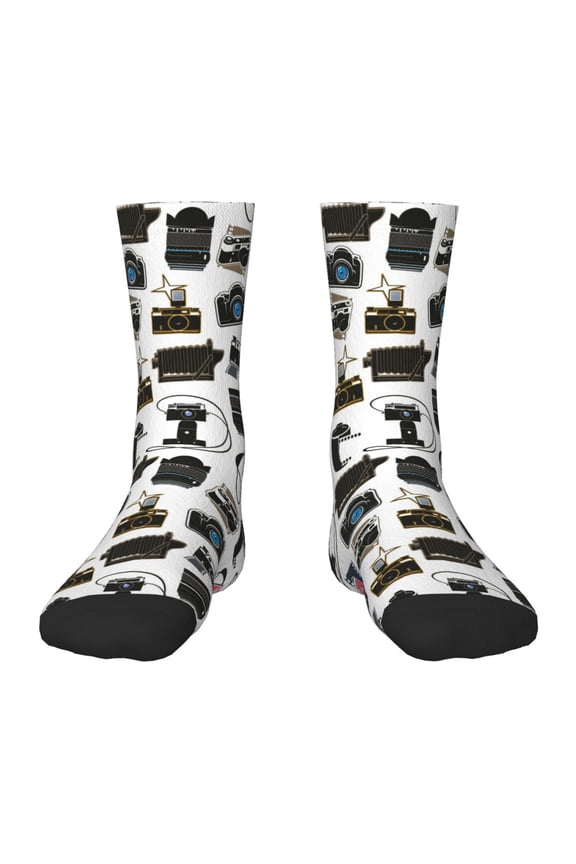 Cool Camera Pattern Children's Socks, Socks Gifts ,kids Crew Soft Cotton Socks , Moisture-Wicking, Durable, Ideal for Daily Wear & Sports
