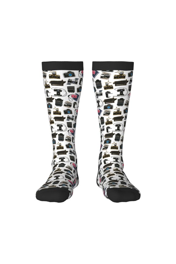 Cool Camera Pattern Women’s Knee High Crew Socks,Trouser Socks Comfortable, Breathable, Moisture-Wicking and Soft