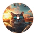 thumbnail image 1 of Rateoe Cool Cat Driving Sunset Pattern Christmas Tree Skirt with Ties, Christmas Tree Decorations, Farmhouse Christmas Decor Xmas Holiday Decorations-48", 1 of 6
