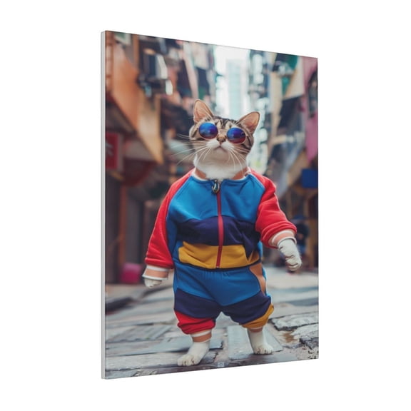 Rateoe Cool Cat In Sunglasses Pattern Decorative Picture – Unique Modern Wall Art, Ready-to-Hang Canvas Print for Home (Vertical)