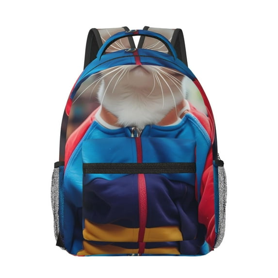 Rateoe Cool Cat In Sunglasses Pattern Durable Student Backpack Laptop Bag- Ergonomic Design, Waterproof Twill Fabric - Ideal for School, Travel, and Outdoor Activities-One Size