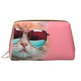thumbnail image 1 of Rateoe Cool Cat Pink Sunglasses for Travel Makeup Bag,Large Capacity Cosmetic Bags for Women,Waterproof Portable Pouch Open Flat Toiletry Bag Make up Organizer, 1 of 8