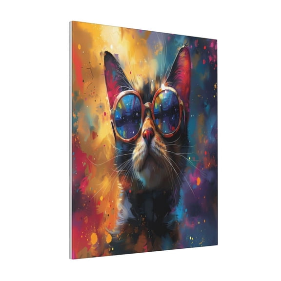 Rateoe Cool Cat With Sunglasses Pattern Decorative Picture – Unique Modern Wall Art, Ready-to-Hang Canvas Print for Home (Vertical)