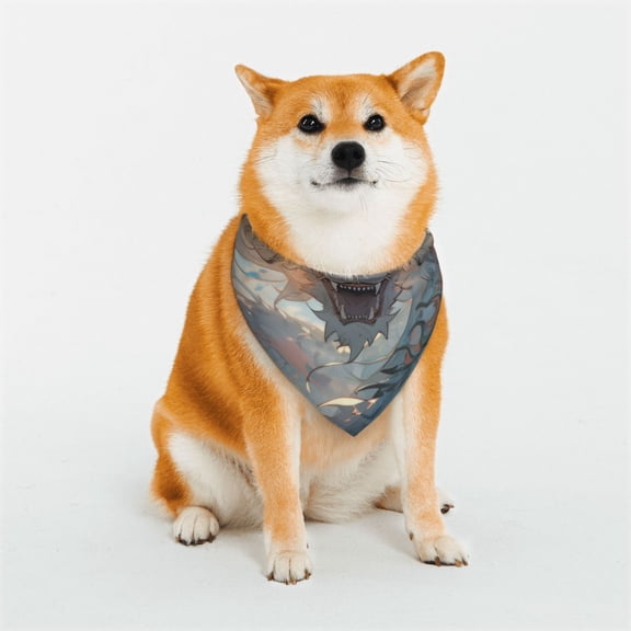 Rateoe Cool Cloud White Dragon Print Pet Scarf for Dogs and Cats – Stylish Reflective Design, Breathable & Durable Pet Bandana with Quick-Release Buckle-Large