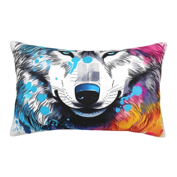 Rateoe Cool Colorful Wolf Pattern Pillow Covers with Invisible Zipper(Pillows are not Included) Standard Pillowcases-16"x24"