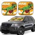 thumbnail image 1 of Rateoe Cool Dinosaur Playing Guitar Pattern 2 Piece Car Windshield Sun Shade Foldable | Front Windshield Shade for Sun, Heat and UV Rays | Sunshade for Car Front Window-Large, 1 of 6